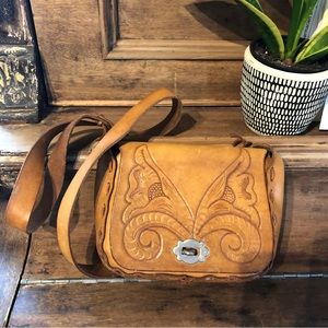 Vintage leather satchel purse